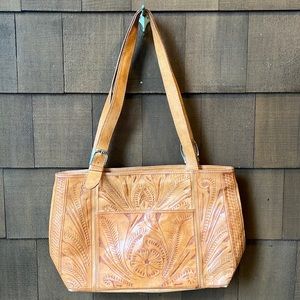 Stamped leather bag